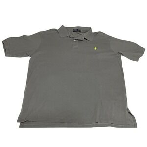 Ralph Lauren Polo Shirt XLT Gray Yellow Pony Cotton Fast Shipping Mens XL-Tall